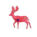 Vintage Pink Fuchsia Reindeer CC Logos Brooch Pin - Chanel