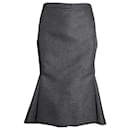 Balenciaga Fit-and-Flare Skirt in Grey Wool