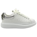 Alexander McQueen Larry Embellished Sneakers in White Leather - Alexander Mcqueen