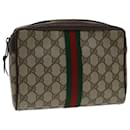 GUCCI GG Canvas Web Sherry Line Clutch Bag Beige Red 156.01.012 Auth bs7348 - Gucci
