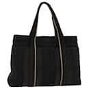 HERMES Trocha Horizontal Hand Bag Canvas Black White Brown Auth bs7427 - Hermès