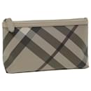 BURBERRY Nova Check Pouch PVC Leather Beige Auth bs7701 - Burberry