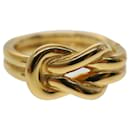 HERMES Atame Circle Knot Design Bufanda Anillo Metal Oro Tono Auth 51414 - Hermès