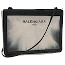 BALENCIAGA Shoulder Bag Canvas White Black Auth bs7585 - Balenciaga