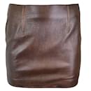 16ARLINGTON Minifalda de cuero marrón Haile - Autre Marque