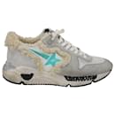 Golden Goose Running Sole Sneakers in White Mint Suede