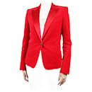 Red padded-shoulder velvet blazer - size UK 12 - Joseph