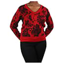 Red sparkly floral v-neck sweater - size M - Dries Van Noten