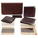 CARTIER Wallet Leather 4Set Wine Red Auth ac2152 - Cartier