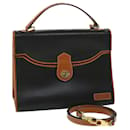 BALLY Hand Bag PVC Leather 2way Black Brown Auth bs7620 - Bally