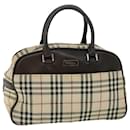 BURBERRY Nova Check Bolso de mano Nylon Cuero Negro Beige Auth bs7702 - Burberry