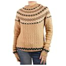 Brown cable-knit fair isle jumper - size UK 10 - Max Mara