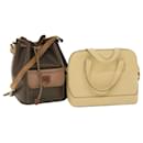 CELINE Macadam Canvas Shoulder Bag PVC Leather 2Set Brown Beige Auth fm2643 - Céline