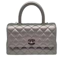 Chanel Coco Handle Bag Mini iridescente roxo Kaviarleder Fullset