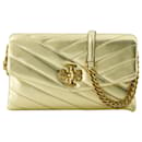 Kira Chevron Wallet On Chain - Tory Burch - Leather - Gold