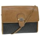Christian Dior Honeycomb Canvas Shoulder Bag PVC Leather Brown Black Auth bs7613