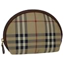 BURBERRY Nova Check Pouch PVC Leather Beige Auth bs7458 - Burberry