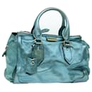BURBERRY Boston Bag Leather Blue Auth bs7372 - Burberry