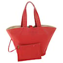 HERMES Panniedo Plage Tote Bag Canvas Red Auth bs7474 - Hermès