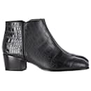 Giuseppe Zanotti Croc-Embossed Ankle Boots in Black Leather