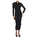 Vestido largo negro fruncido de malla con cremallera - talla S - Diane Von Furstenberg