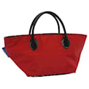Burberrys Nova Check Blue Label Hand Bag Nylon Red Auth bs7581 - Autre Marque