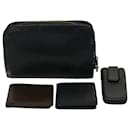 LOUIS VUITTON Taiga Leather Clutch Bag Wallet 4Set Black Brown LV Auth bs7463 - Louis Vuitton