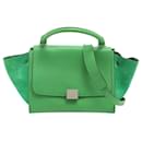 Trapeze Small Leather & suede 2-Way Handbag Green - Céline