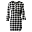 Maje Checked Knit Mini Dress in Black, white cotton