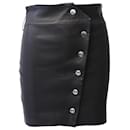 Iro Buttoned Mini Skirt in Black Leather 