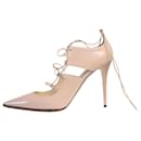 Beige lace up pointed toe patent heels - size EU 39.5 - Jimmy Choo
