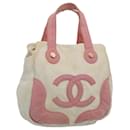CHANEL Hand Bag Canvas Pink White CC Auth bs7580 - Chanel