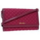 PRADA Quilted Shoulder Wallet Nylon Pink Auth 51883 - Prada