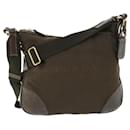 PRADA Borsa A Spalla Tela Pelle Marrone Auth ac2116 - Prada