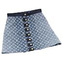 LOUIS VUITTON Monogram Jaguar A Line Skirt Denim 40 Blue 1a9NK9 LV Auth kk175 - Louis Vuitton