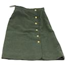 CHANEL Skirt Wool Green CC Auth am4825 - Chanel