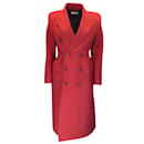Balenciaga Rojo 2019 Abrigo de lana tipo reloj de arena con botones y botones forrados