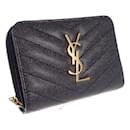 Cassandra Leather Zip Around Bifold Wallet 403723 bow01 1000 - Yves Saint Laurent