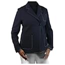 Navy wool-blend contrast-stitched jacket - size FR 42 - Joseph
