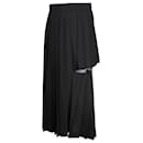 Falda midi plisada con aberturas Sacai en poliéster negro