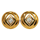 Round Diamond Rhinestone Clip On Earrings - Chanel