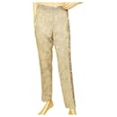 Dolce & Gabbana D&G Pantaloni con rose floreali jacquard argento e oro taglia pantaloni 42