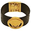 Versace Vintage Medusa Head Meander Snakeskin Leather Wristband Bracelet mint