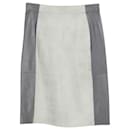 Iris & Ink Two-Tone Mini Skirt in Grey Goat Suede and Lamb Leather 