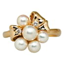 18k Gold Diamond Pearl Ribbon Ring - Tasaki