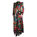 Vestido maxi floral de seda multicolorido - tamanho UK 8 - Gucci