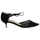 Zapatos de tacón Burnout D'Orsay con cordones al tobillo Valor de Jimmy Choo en malla negra