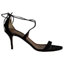 Aquazzura Sandales à Talons à Lacets en Daim Noir