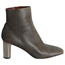 Celine Metallic Heel Ankle Boots in Grey Leather - Céline