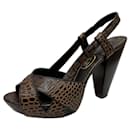 Sandálias de couro cinza com padrão crocodilo - Ash